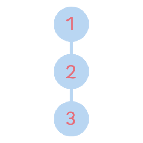 Icona gestione con metodo, diagramma gestionale con tre cerchi in colonna